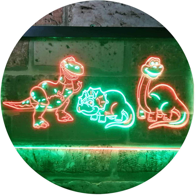 Dinosaur T Rex Triceratops Night Light Kids Bedroom Decor LED Light Sign - LED Gift Works