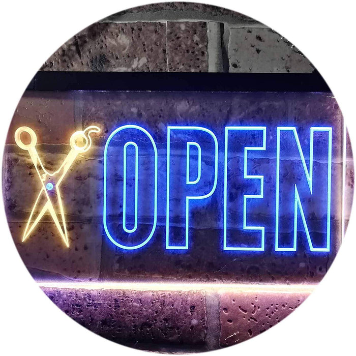 Barber Scissors Hair Cuts Open LED Light Sign - Way Up Gifts