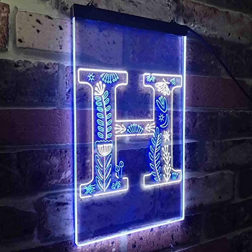 Family Name Letter H Monogram Initial LED Light Sign - LED Gift Works
