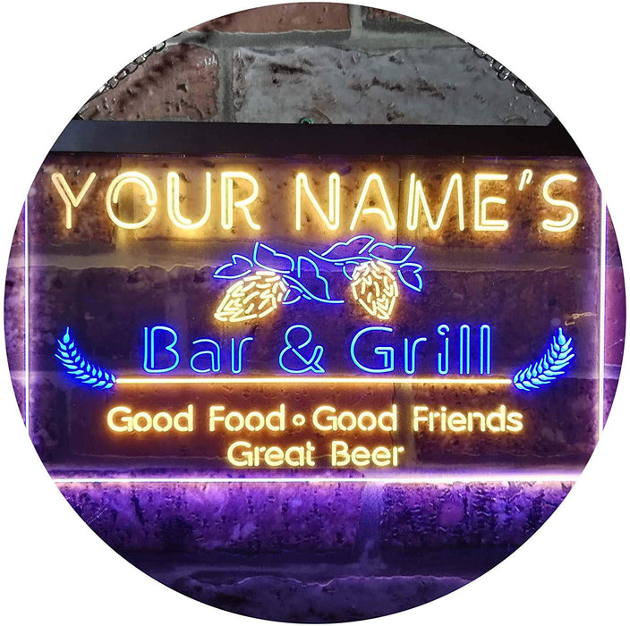 Personalized Bar & Grill LED Light Sign - Way Up Gifts