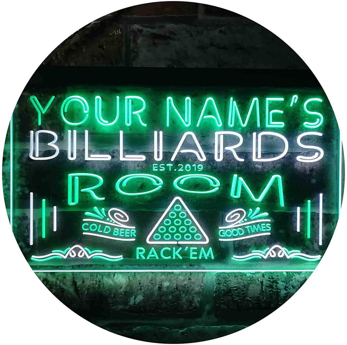 Personalized Pool Billiards Room LED Light Sign - Way Up Gifts