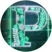 Family Name Letter P Monogram Initial LED Light Sign - LED Gift Works