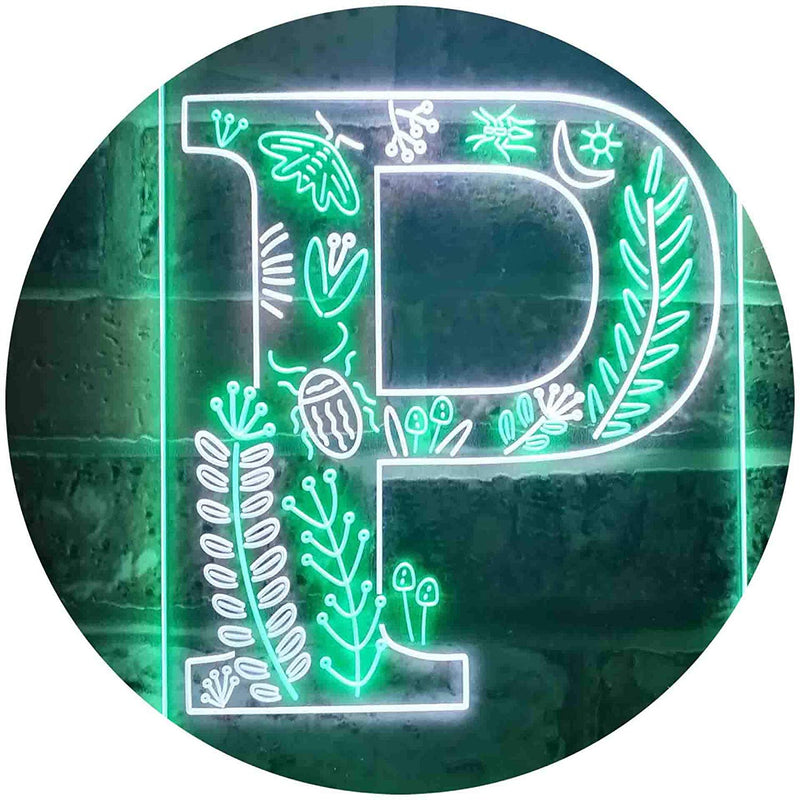 Family Name Letter P Monogram Initial LED Light Sign - LED Gift Works