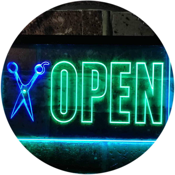 Barber Scissors Hair Cuts Open LED Light Sign - Way Up Gifts