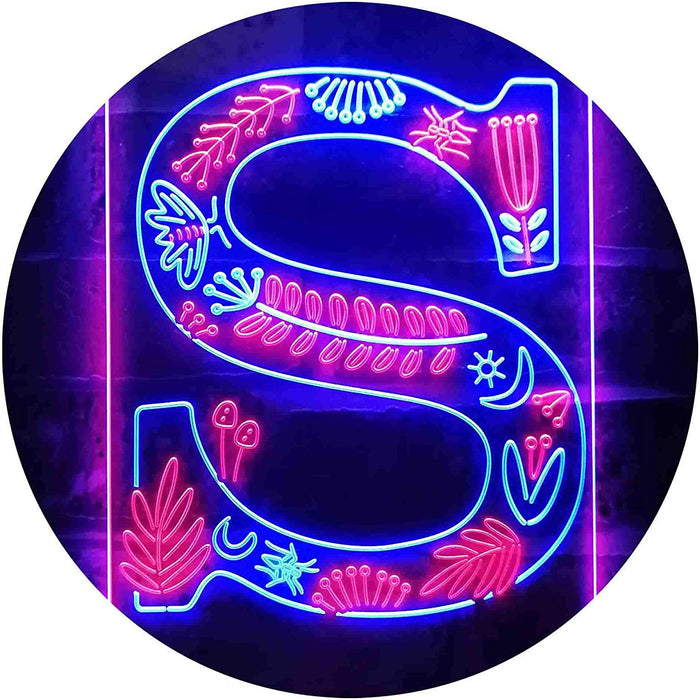 Family Name Letter S Monogram Initial LED Light Sign - Way Up Gifts