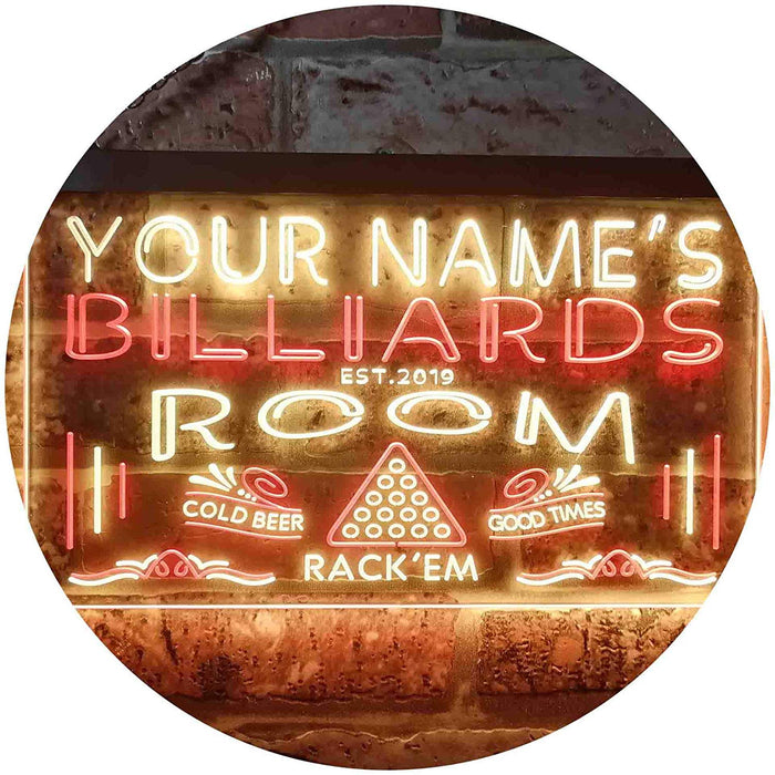 Personalized Pool Billiards Room LED Light Sign - Way Up Gifts