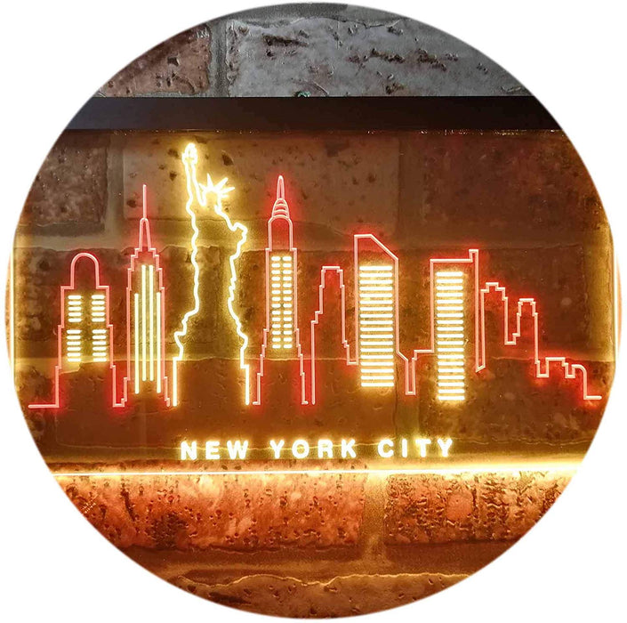 New York City Skyline Statue of Liberty LED Light Sign - Way Up Gifts