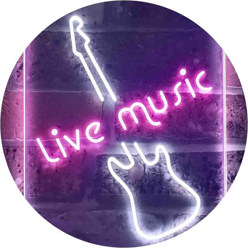 Guitar Live Music LED Light Sign - LED Gift Works