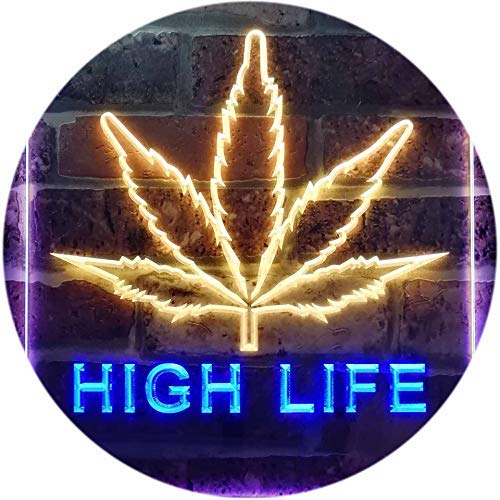 Marijuana Leaf High Life LED Light Sign - LED Gift Works