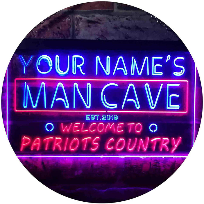 Personalized Patriots Country Man Cave LED Light Sign - Way Up Gifts