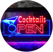 Bar Cocktails Open LED Light Sign - LED Gift Works