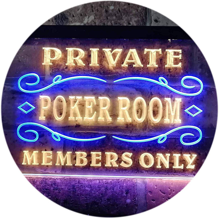 Private Poker Room Members Only LED Light Sign - Way Up Gifts