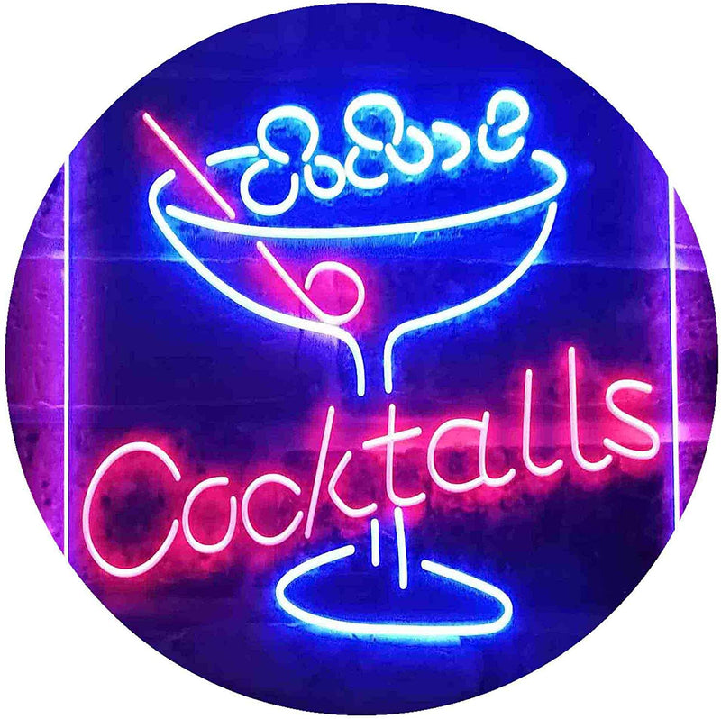Cocktails Bar Glass LED Light Sign - LED Gift Works
