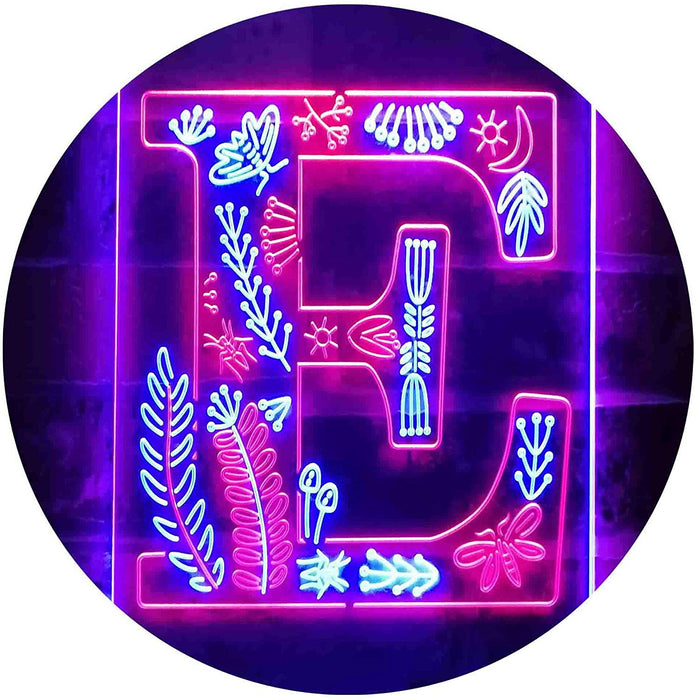Family Name Letter E Monogram Initial LED Light Sign - Way Up Gifts