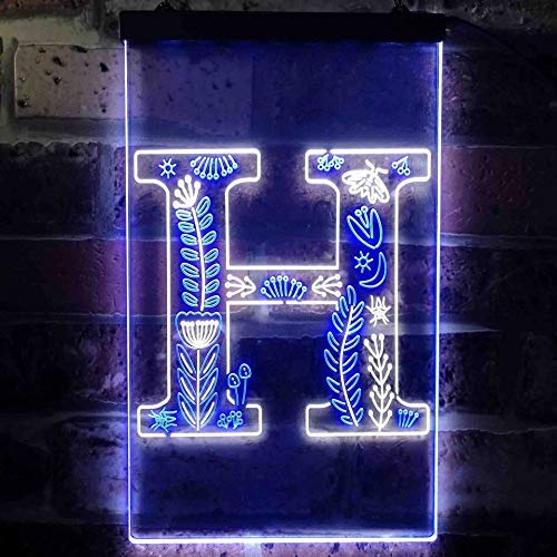 Family Name Letter H Monogram Initial LED Light Sign - LED Gift Works