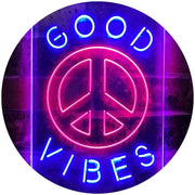 Good Vibes Peace Hippie Bedroom Decor LED Light Sign - LED Gift Works