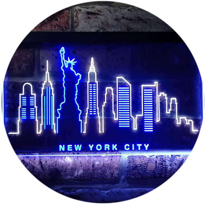 New York City Skyline Statue of Liberty LED Light Sign - Way Up Gifts