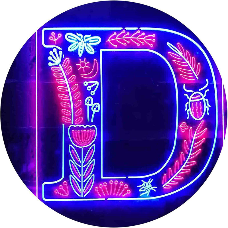 Family Name Letter D Monogram Initial LED Light Sign - LED Gift Works