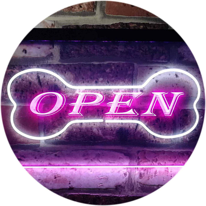 Open Dog Bone Grooming Pet Shop LED Light Sign - LED Gift Works