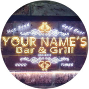 Personalized Hot Food Cold Beer Bar & Grill LED Light Sign - LED Gift Works