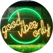 Good Vibes Only Circle LED Light Sign - LED Gift Works