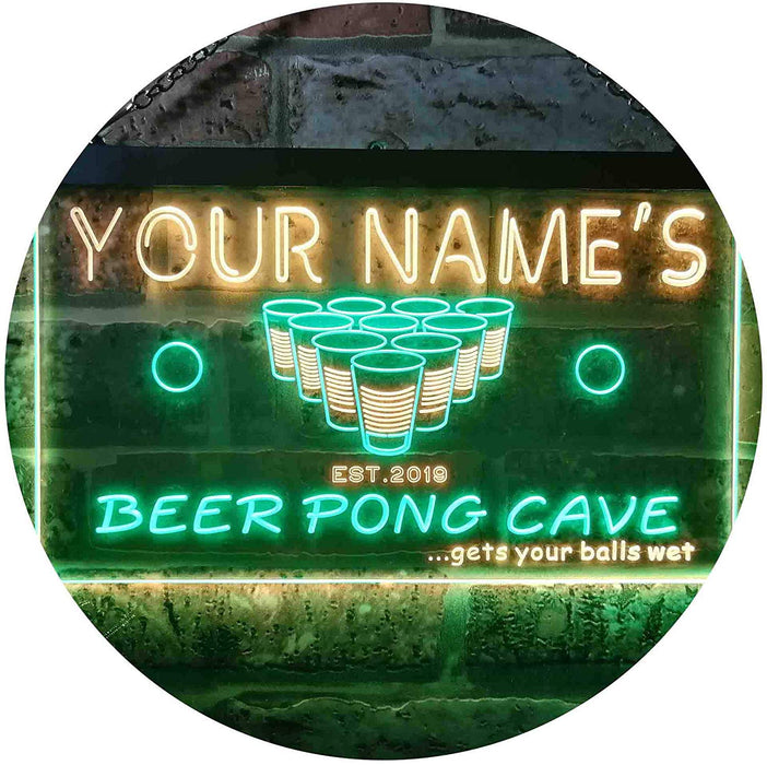 Personalized Beer Pong Man Cave LED Light Sign - Way Up Gifts