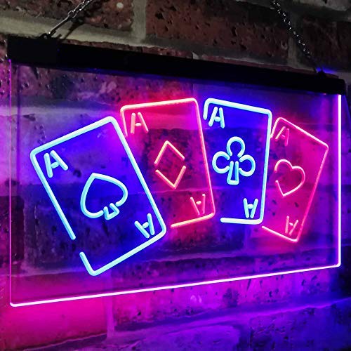Four Aces Poker Casino LED Light Sign - Way Up Gifts