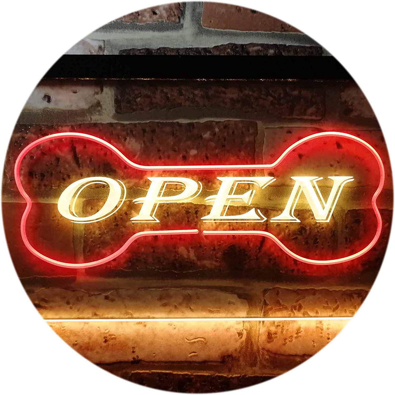 Open Dog Bone Grooming Pet Shop LED Light Sign - LED Gift Works