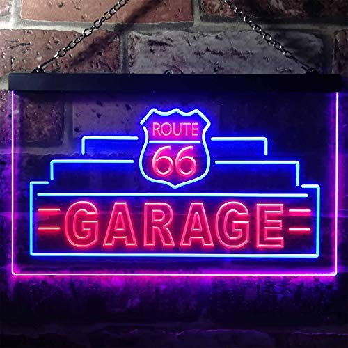 Route 66 Garage LED Light Sign - LED Gift Works