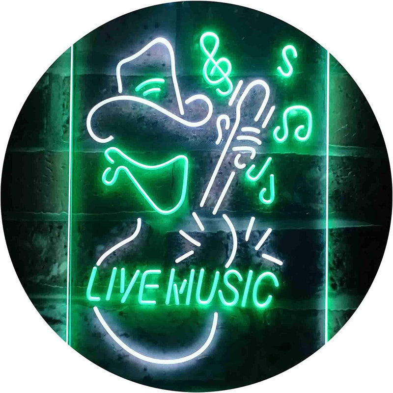 Cowboy Guitar Live Music LED Light Sign - LED Gift Works