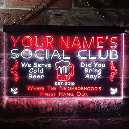 Personalized Social Club LED Light Sign - Way Up Gifts