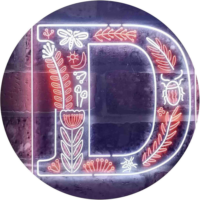 Family Name Letter D Monogram Initial LED Light Sign - Way Up Gifts
