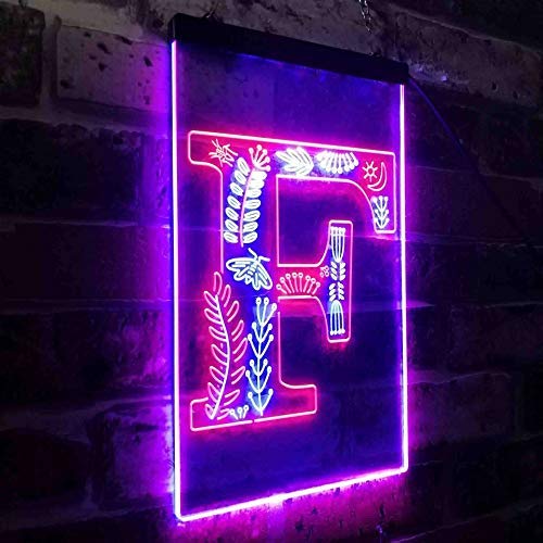 Family Name Letter F Monogram Initial LED Light Sign - Way Up Gifts