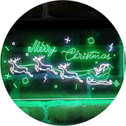 Merry Christmas Santa Claus Sleigh Reindeer LED Light Sign - LED Gift Works
