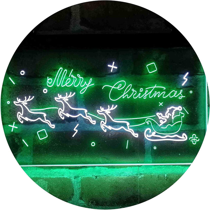 Merry Christmas Santa Claus Sleigh Reindeer LED Light Sign - LED Gift Works