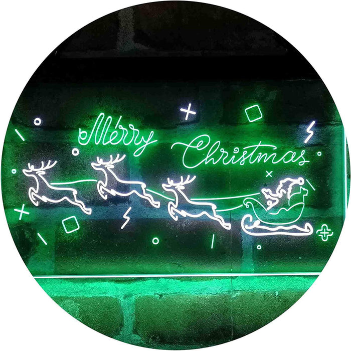 Merry Christmas Santa Claus Sleigh Reindeer LED Light Sign - Way Up Gifts