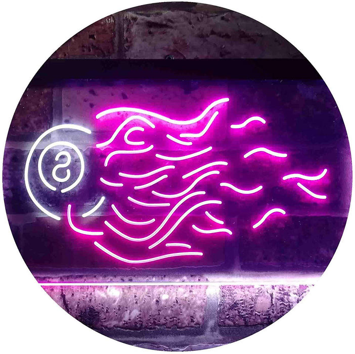 Fire 8 Ball Pool Billiards LED Light Sign - Way Up Gifts