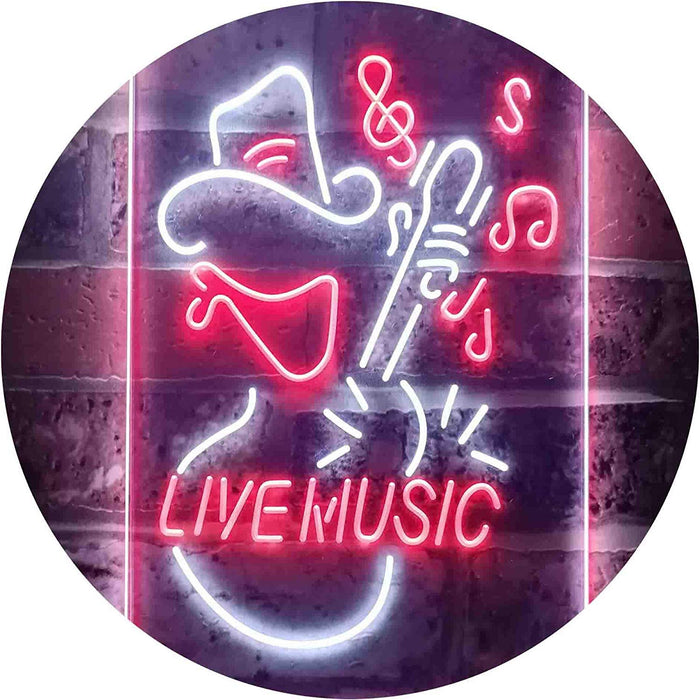 Cowboy Guitar Live Music LED Light Sign - Way Up Gifts