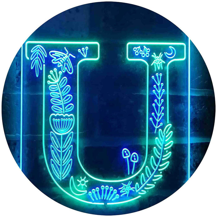 Family Name Letter U Monogram Initial LED Light Sign - Way Up Gifts