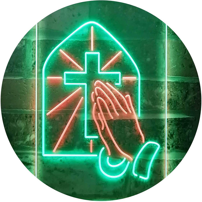 Christianity Cross Hands Praying LED Light Sign - Way Up Gifts