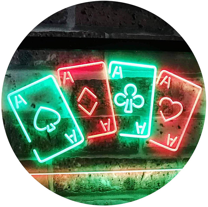 Four Aces Poker Casino LED Light Sign - Way Up Gifts