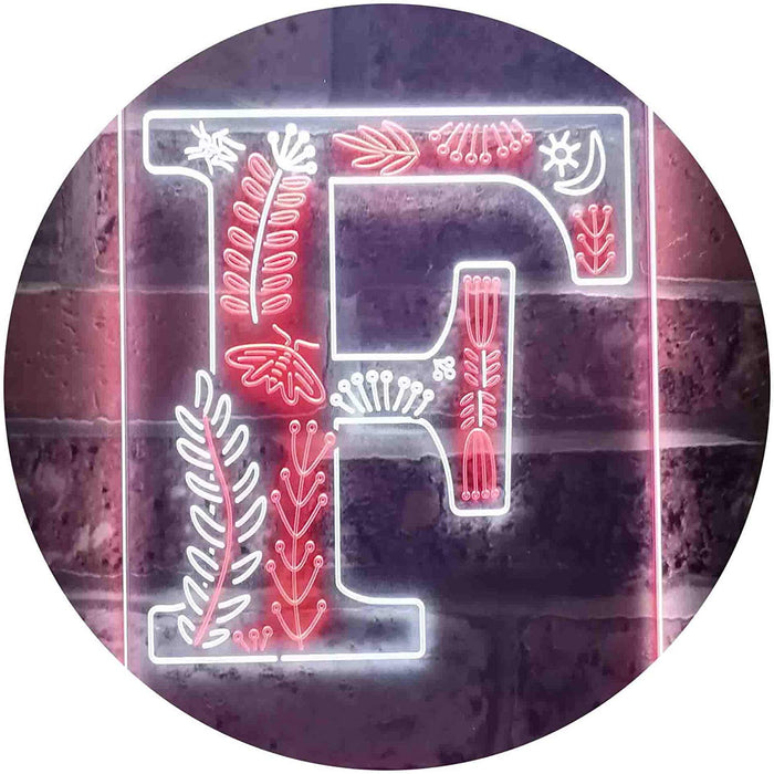 Family Name Letter F Monogram Initial LED Light Sign - Way Up Gifts