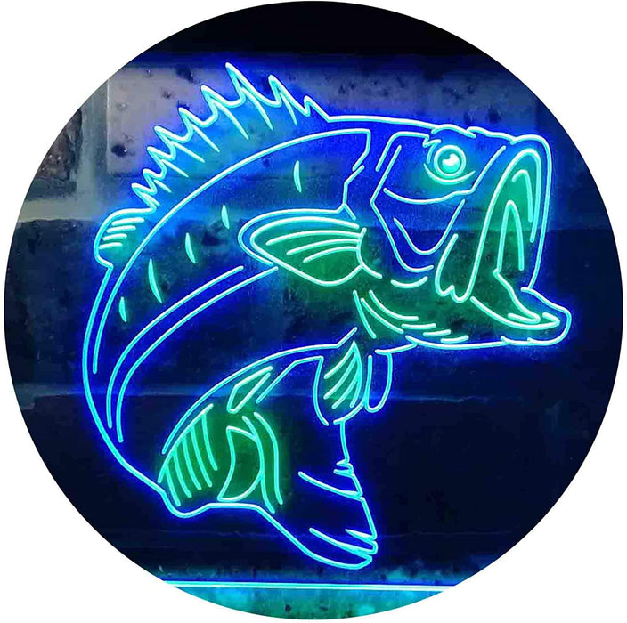 Bass Fish Cabin Decor Fishing Bait Store LED Light Sign - Way Up Gifts