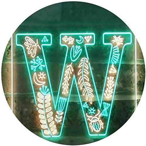 Family Name Letter W Monogram Initial LED Light Sign - LED Gift Works
