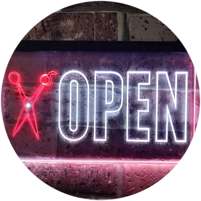 Barber Scissors Hair Cuts Open LED Light Sign - Way Up Gifts