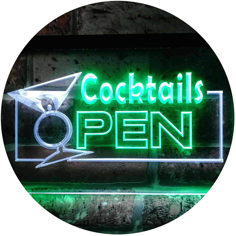 Bar Cocktails Open LED Light Sign - LED Gift Works