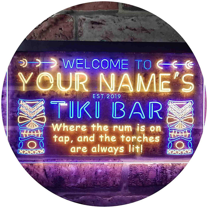 Personalized Tiki Bar LED Light Sign - Way Up Gifts