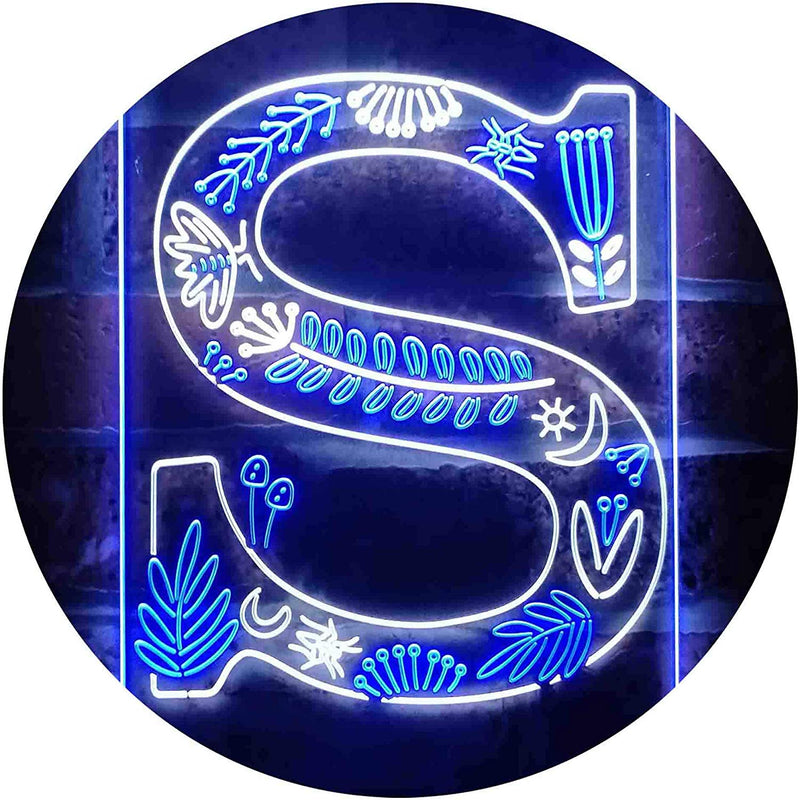 Family Name Letter S Monogram Initial LED Light Sign - LED Gift Works
