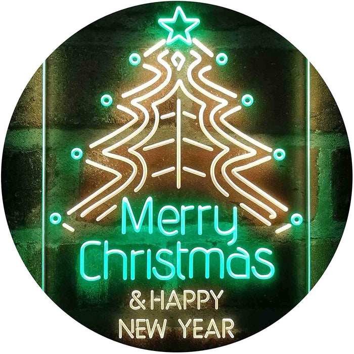 Merry Christmas Happy New Year LED Light Sign - Way Up Gifts