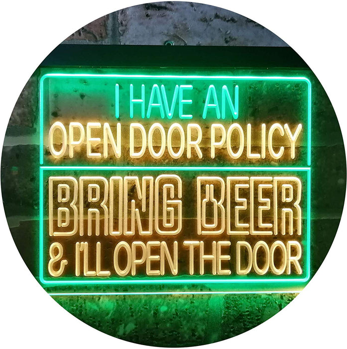 Open Door Policy Bring Beer Open Door LED Light Sign - Way Up Gifts